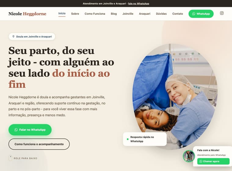 Nicole Doula — Site institucional + blog de SEO local